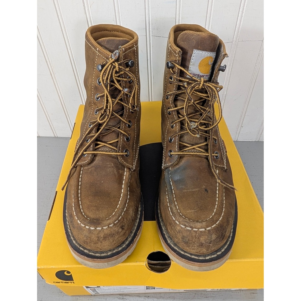 Carhartt 6-Inch Wedge Boot Waterproof FW6025-W Women's 8M Brown Leather Moc Toe